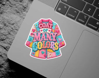 Dolly Parton Coat of Many Colors Sticker, Country Music Vinyl Decal, Colorful Patchwork Western Sticker for Laptop Tumbler