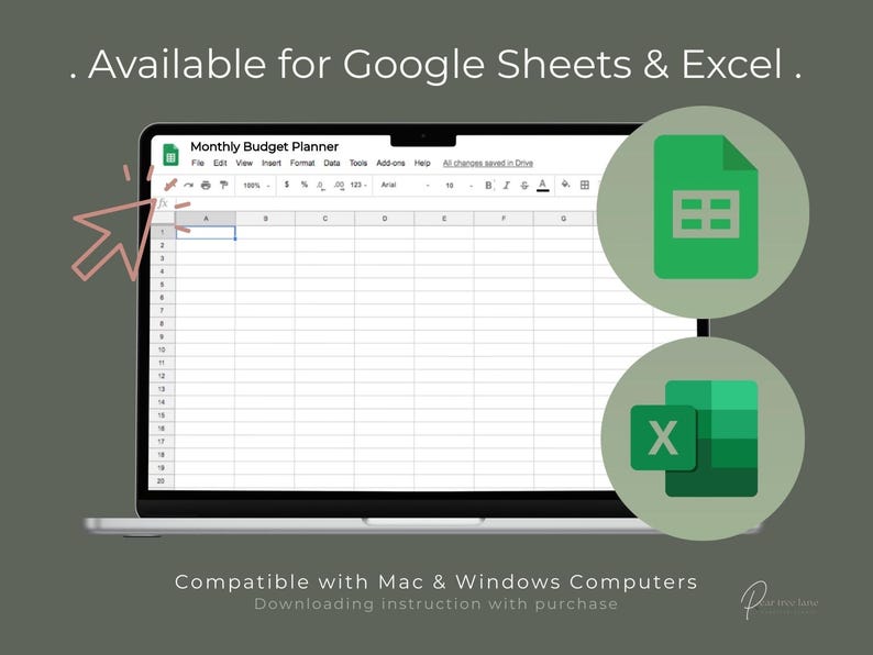 Simple Digital Monthly Budget Planner: Google Sheets & Excel Template ...