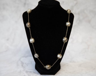 Chain Style Beaded Necklace. Elegant Festive Necklace. Beads Necklace. Vintage Art Deco Beaded Necklace. White and Crystal Beaded Necklace