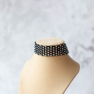 Crystal Fabric Choker Necklace. Crystal  Choker Necklace.Festive Choker Necklace.Disko Style Choker.Christmas Gift For Her. Statement Choker