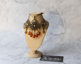 Victorian Style Statement Jewellery Set.Earrings and Necklace.Women Jewellery.Vintage and Classy.Gift for Her.Elegant Jewellery Set.Handmade