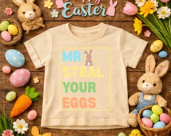Mr Steal Your Eggs PNG, lustiges Osterhasen-Shirt-Design, Kinder-Eiersuche
