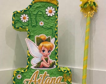 Handmade Baby Tinkerbell Flower Piñata | Kids Party Decoration with Butterfly Stick