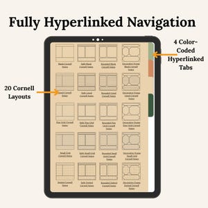 Hyperlinked Cornell Notebook | 20 Layouts, 4 Colors (Digital Download) image 2