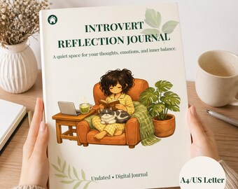 Diario de reflexión para introvertidos / Agenda digital de 70 páginas / Diario de salud mental / Cuaderno de autorreflexión / Planificador diario y semanal en PDF