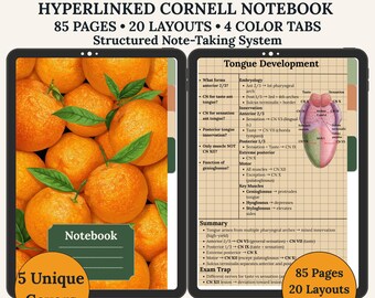 Hyperlinked Cornell Notebook | 20 Layouts, 4 Colors (Digital Download)