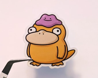 Psyduck & Ditto Vinyl Aufkleber - Quirky Fan Art Aufkleber für Laptops und Journals