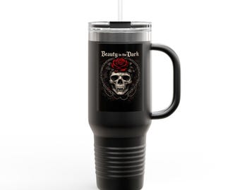 Beauty in the Dark Skull Rose 40oz Travel Mug | Insulated Tumbler