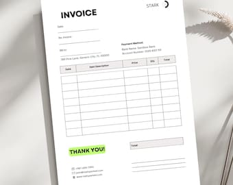 Minimalist Invoice Template, Business Invoice Form and Invoice Tracker, Printable Digital Invoice Canva Template for Small Business
