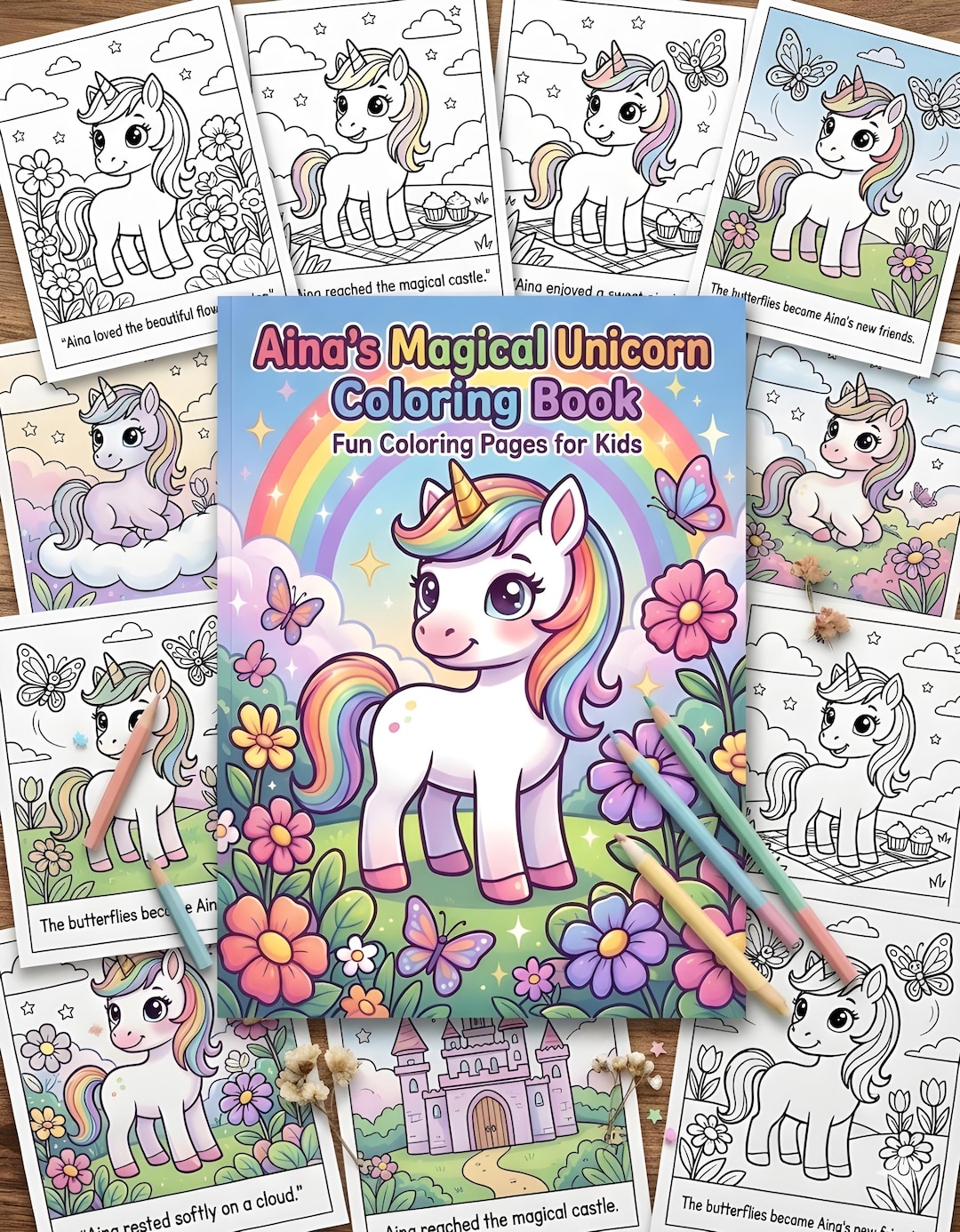 Unicorn Color Book Printable, Kids Coloring Pages Bundle, Cute Unicorn ...