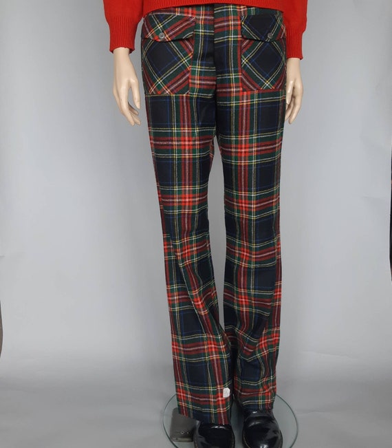 Plaid Pants 70s Bell Bottom Deadstock