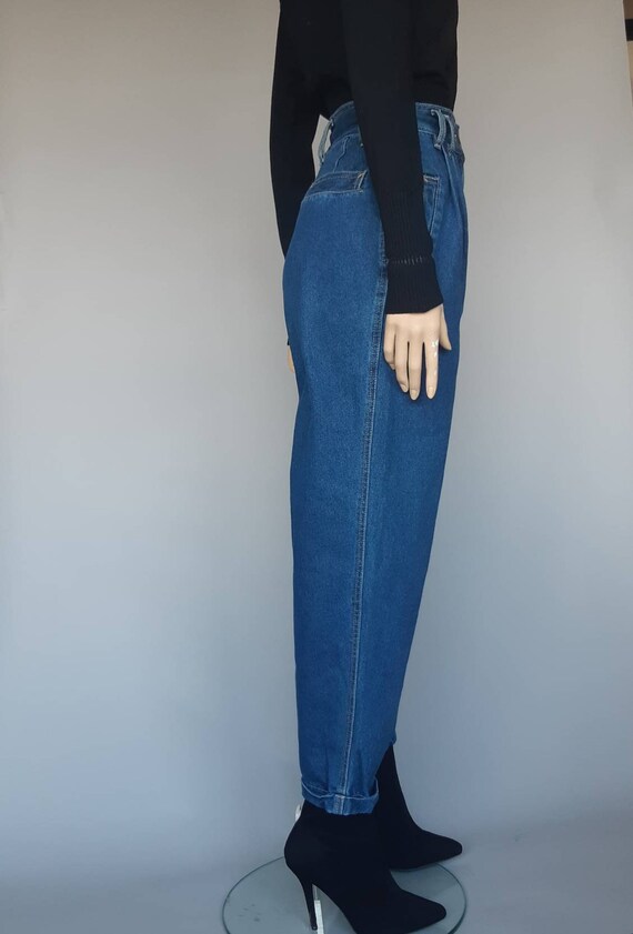 80s high rise jeans pleated cuffed baggy denim pan