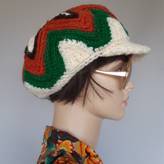 vintage knit hat beret tam groovy hippie