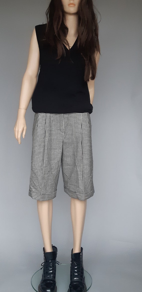 Houndstooth Walking Short Bermuda Shorts Wool Smal