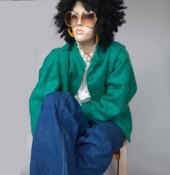 Mohair coat green cacoon coat size small