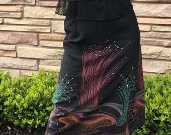 Vintage 90s skirt black midi