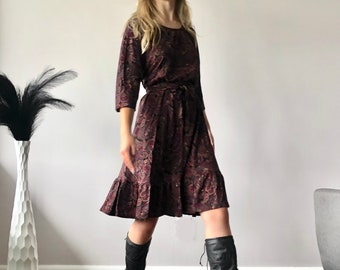 Paisley dress 80s wool prairie dress