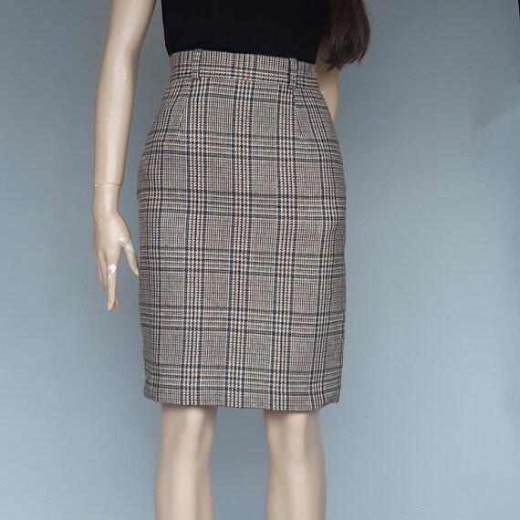 tweed check skirt tight pencil skirt high waist pr