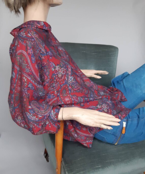 Paisley blouse oversized dolman sleeves high low h