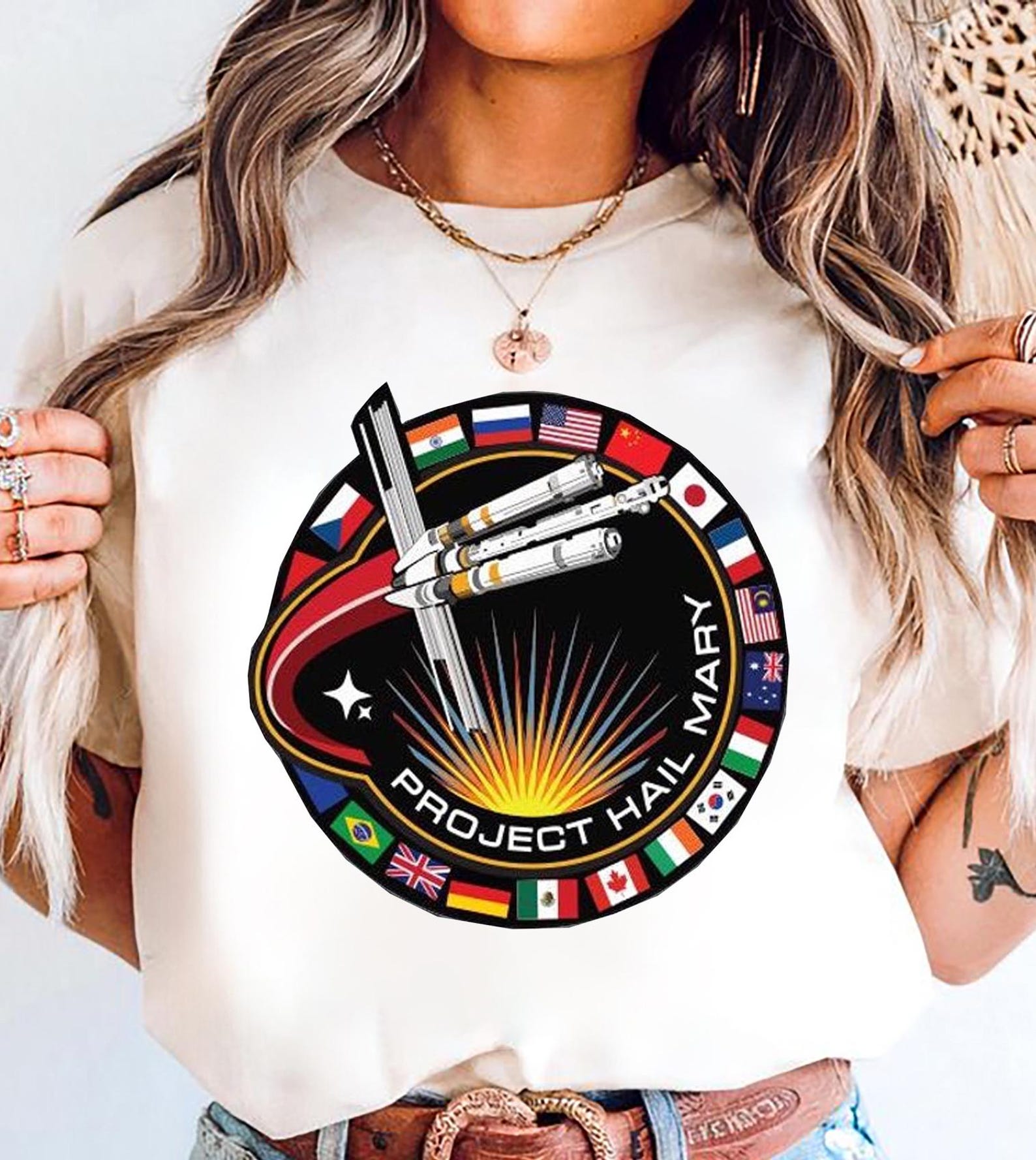 Mary Ringer Project Hail Mary Ringer Tee Sci-fi Space Mission Patch Shirt, NASA ...