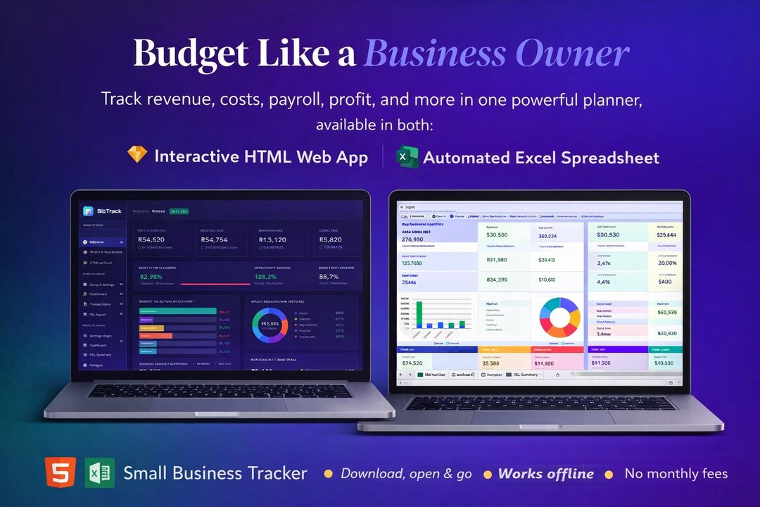 Small Business Budget Planner | HTML + Excel Tracker (digital Download ...
