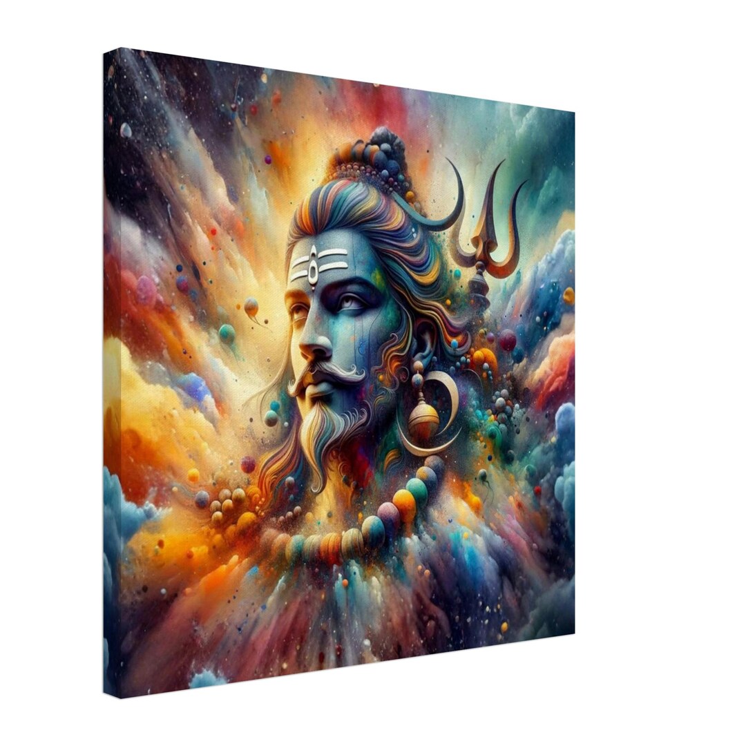 Cosmic Divine - Lord Shiva Canvas Print, Vibrant Spiritual Art 50x50 Cm ...