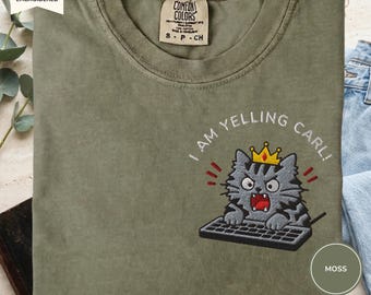 I Am Yelling Carl-geborduurd shirt, shirt prinses donut, grappig leesgrage kattent-shirt, cadeau fantasielezer