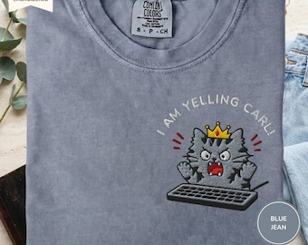 Geborduurd shirt prinses donut, ik schreeuw Carl Cat Tee, grappig fantasielezer cadeau, comfort kleuren borduurshirt