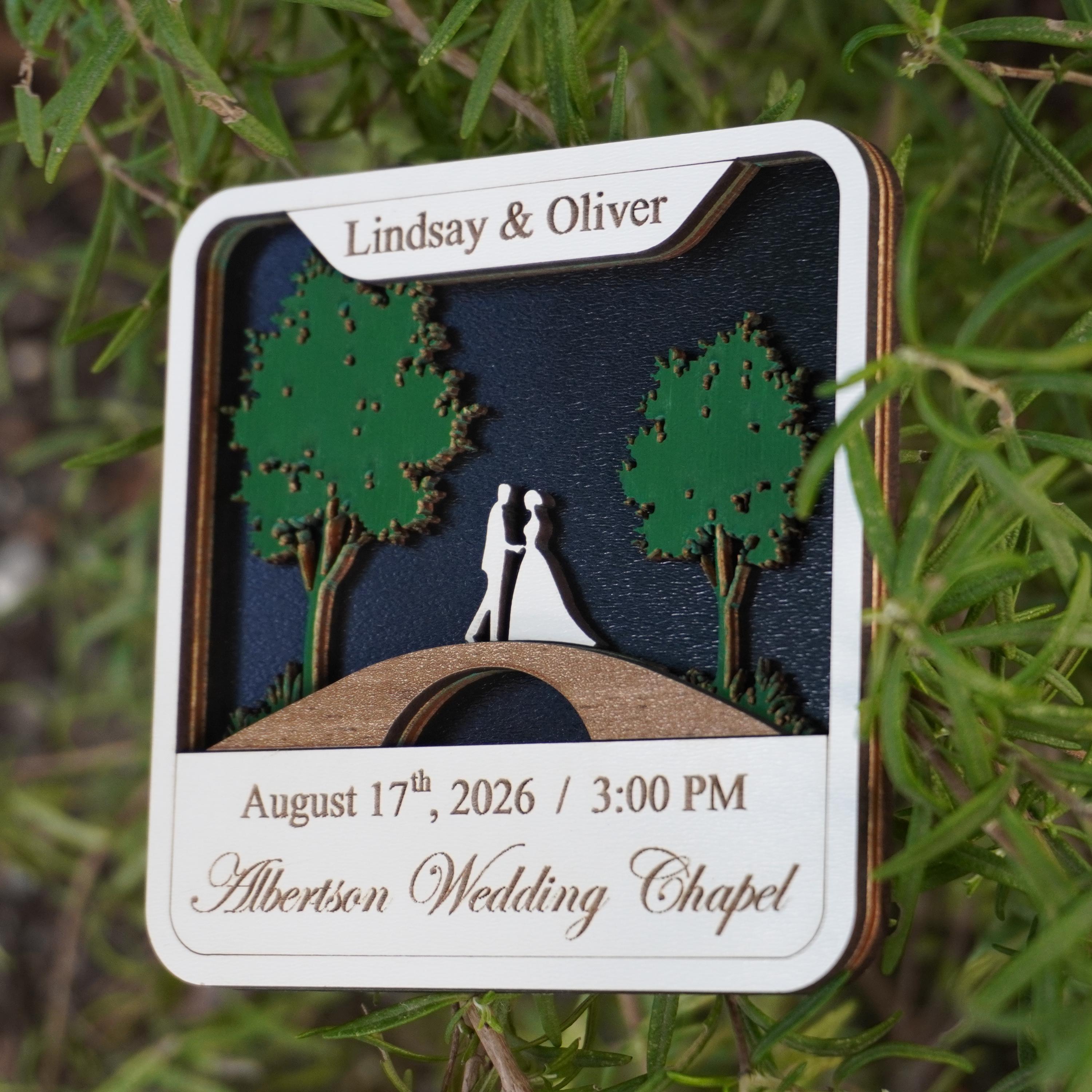 Magnet Invitations 3D Wood Save the Date Magnet, Custom Wedding Invitation Magnet, Unique ...