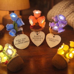 Personalized Crochet Lily of the Valley Night Light,Handmade Knitted Flower Lamp,Mother's Day Gift, Tiny Home Decor, Birthday Gift for Her