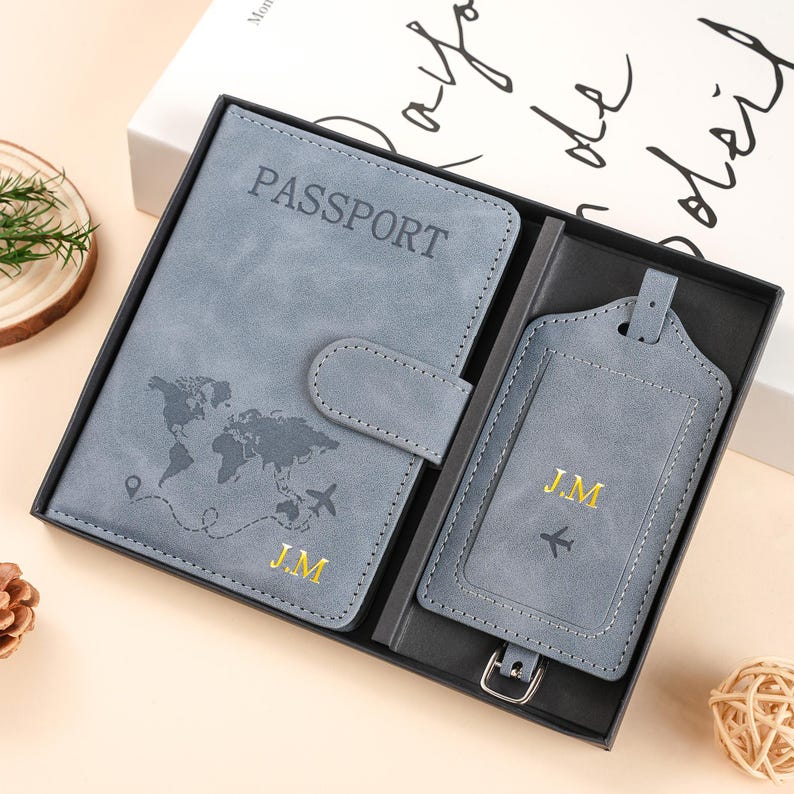 Personalized Passport Holder & Luggage Tag Set – RFID Protection for Travelers, Custom Travel Gift image 13