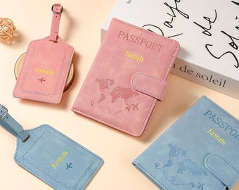 Personalized Passport Holder & Luggage Tag Set – RFID Protection, Custom Travel Gift