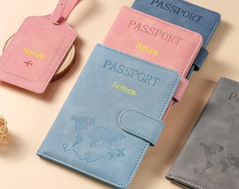 Personalized Travel gifts – Passport Holder & Luggage Tag, Custom Name Travel Wallet