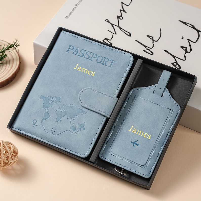Personalized Passport Holder & Luggage Tag Set – RFID Protection for Travelers, Custom Travel Gift image 11
