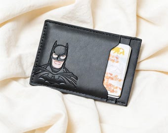 Bat ID Wallet - Personalized PU Leather Wallet for Men Unique Gift for Him Anniversary Birthday Valentine's Day for Husband Boyfriend Father