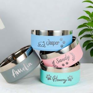 Personalized Insulated Stainless Steel Pet Bowl – Custom Name Dog Cat Feeder image 3
