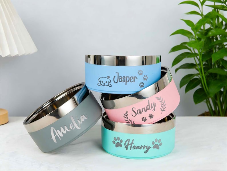 Personalized Insulated Stainless Steel Pet Bowl – Custom Name Dog Cat Feeder image 3