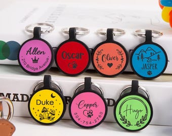 Personalized Silent Silicone Dog Tag, Double Sided Engraved Pet ID Tag