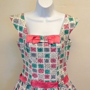 Vintage 1950s 50s Cotton Sundress Novelty Print Dress Frock Small Medium image 1