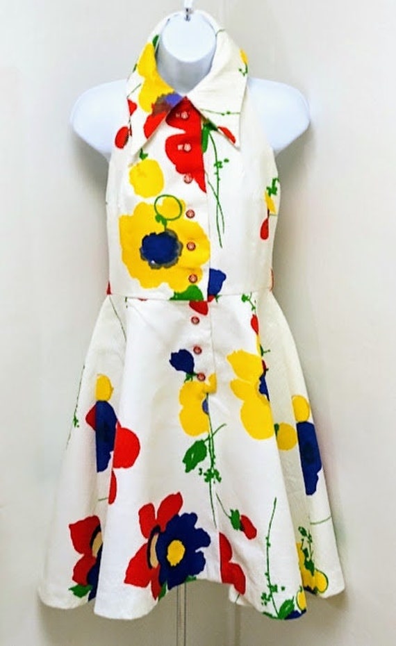 Vintage 1970s 70s Halter Dress / Sundress/ Novelty