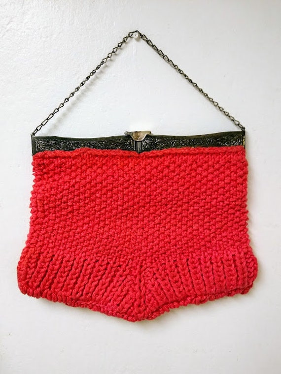 Vintage Antique 1890s/ 1900s Crochet Handbag Purse