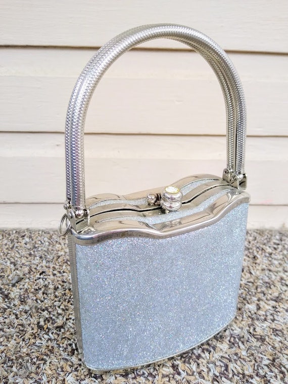 Vintage 1960s 70s Silver Mod Chrome Mini Bag Purs… - image 10