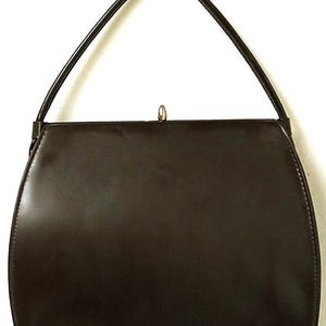 Bolso de mano vintage de vinilo marrón oscuro de los años 60, grande, de DOVER ¡Fabuloso!