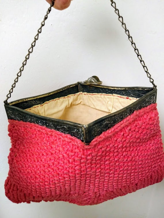 Vintage Antique 1890s/ 1900s Crochet Handbag Purs… - image 5