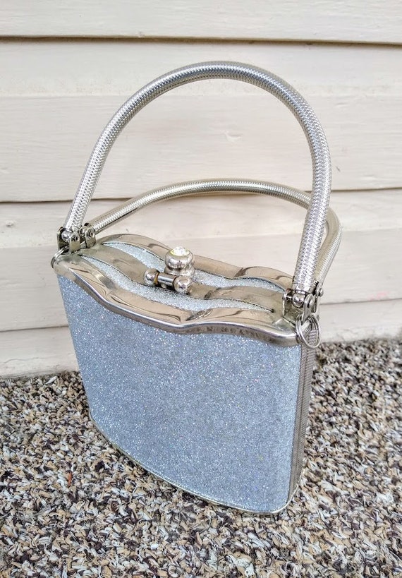 Vintage 1960s 70s Silver Mod Chrome Mini Bag Purs… - image 5