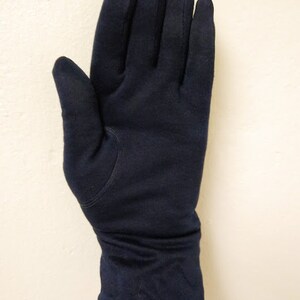 Vintage 1950s Dark Blue Wrist Evening Gloves Formal XS /Small Dyed Restored image 7