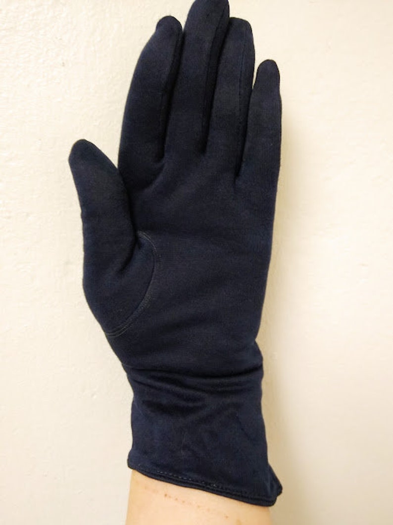 Vintage 1950s Dark Blue Wrist Evening Gloves Formal XS /Small Dyed Restored image 7
