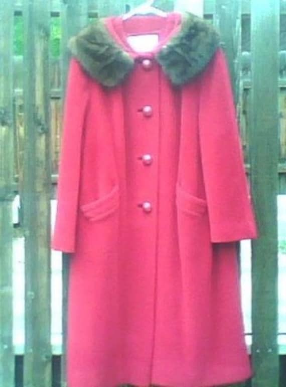 Vintage 1950s 1960s Red Coat/ Cranberry/ Mink Coll