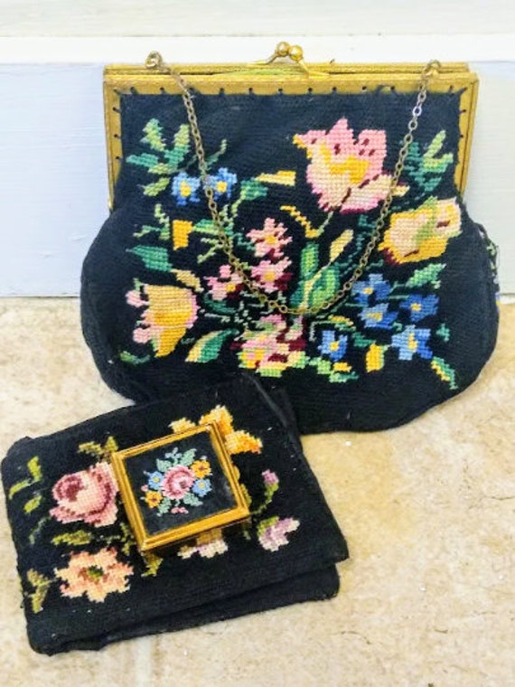 Vintage 1930s 30s Purse/Handbag/ Wallet /Tapestry 