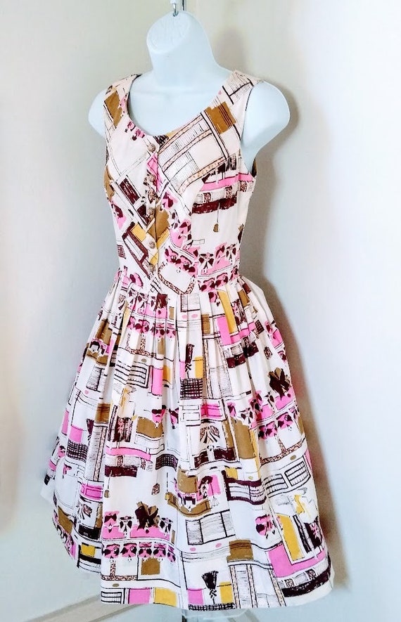 Vintage 1950s 1960s Sleeveless Sundress Reverse N… - image 7